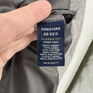STAFFORD jacket blazer sport coat cotton linen two button gray classic fit 48R